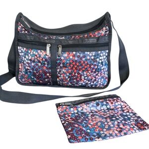 Le SportSac Crossbody Bag and matching Pouch Nylon Floral pattern